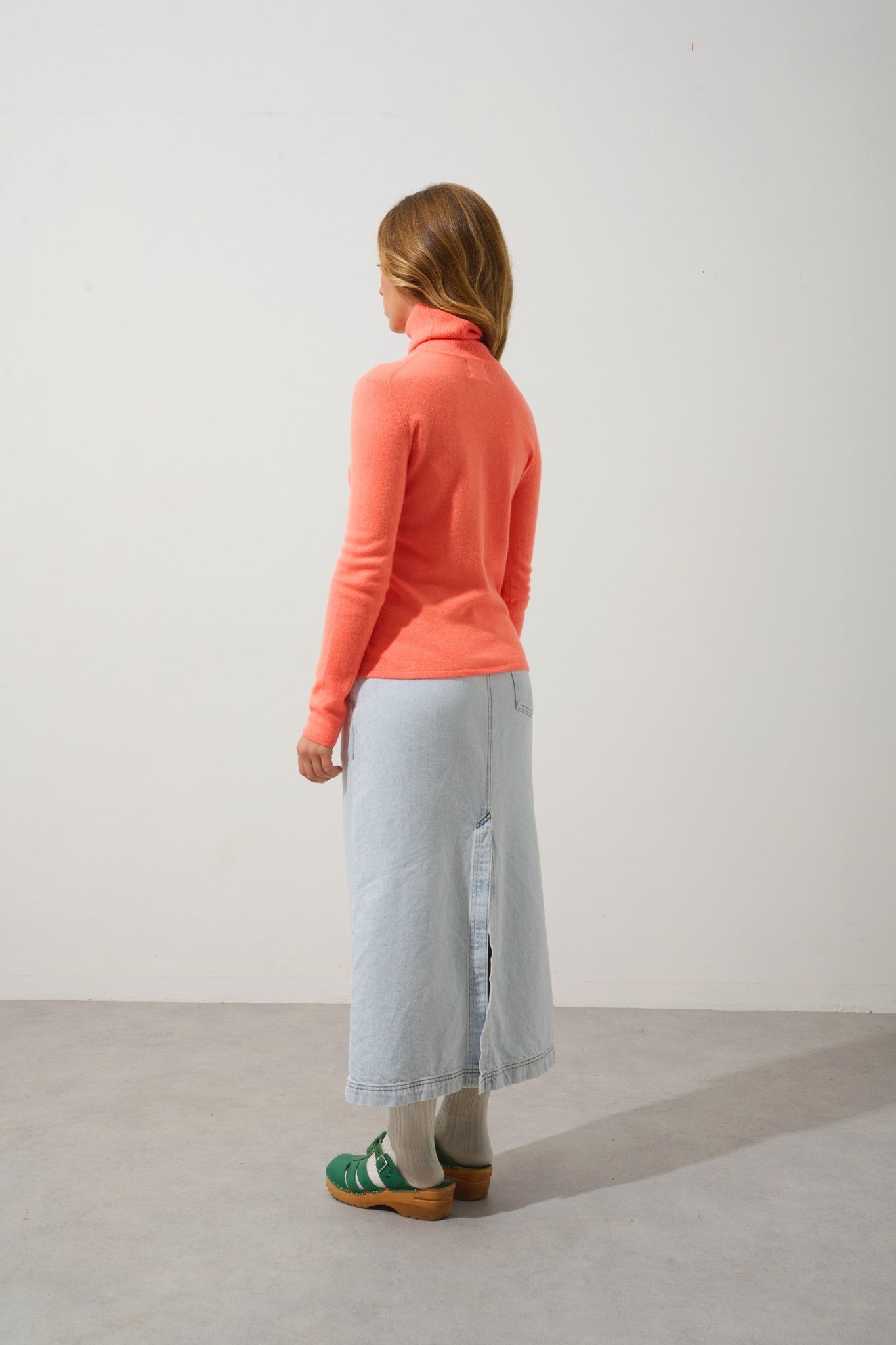 bise pull col roulé agrume 100% cachemire