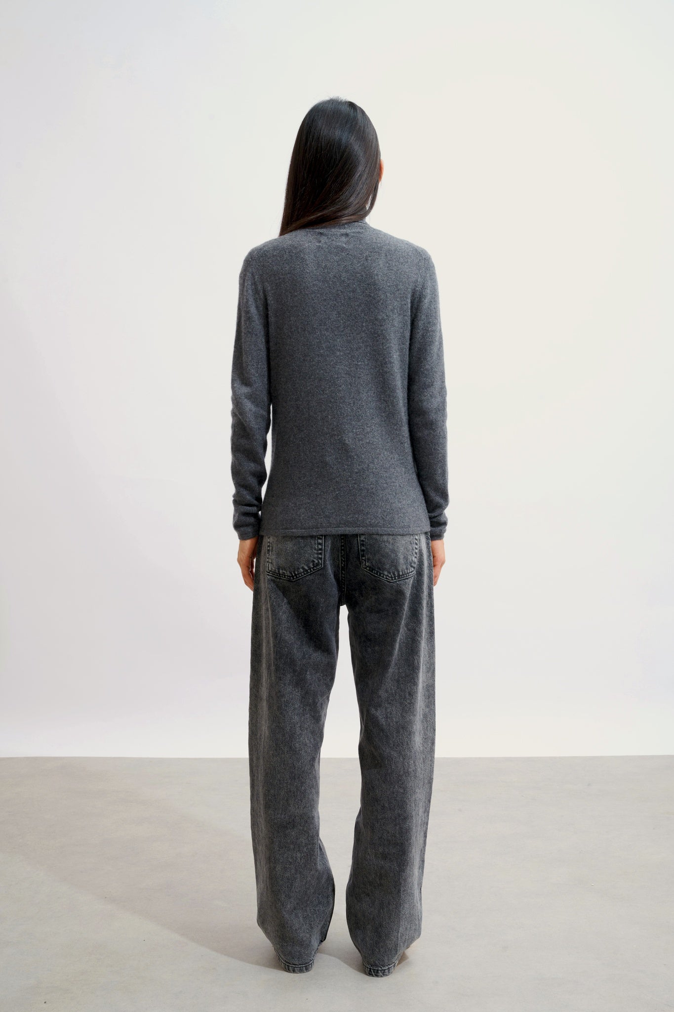 BISE Anthrazit meliert Rollkragenpullover 100% Kaschmir