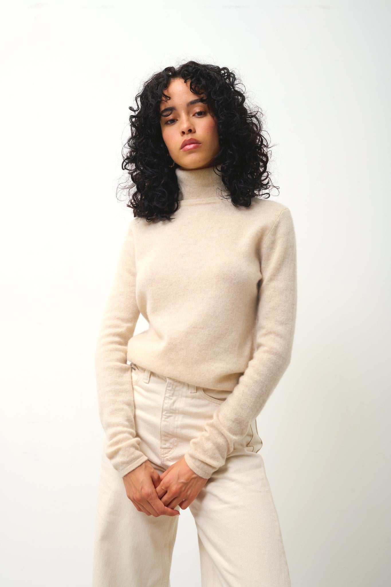 BISE Rollkragenpullover Hafer 100% Kaschmir