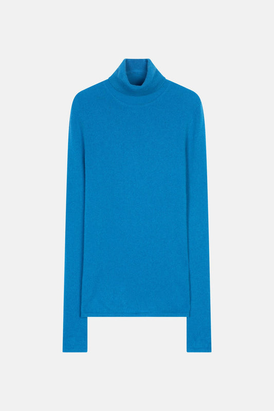 BISE Rollkragenpullover azurblau 100% Kaschmir