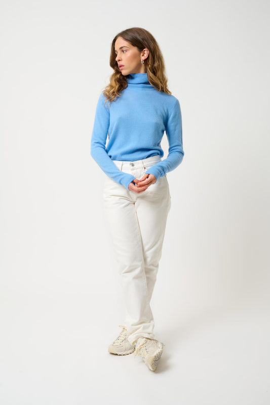 BISE baby blue turtleneck sweater 100% cashmere