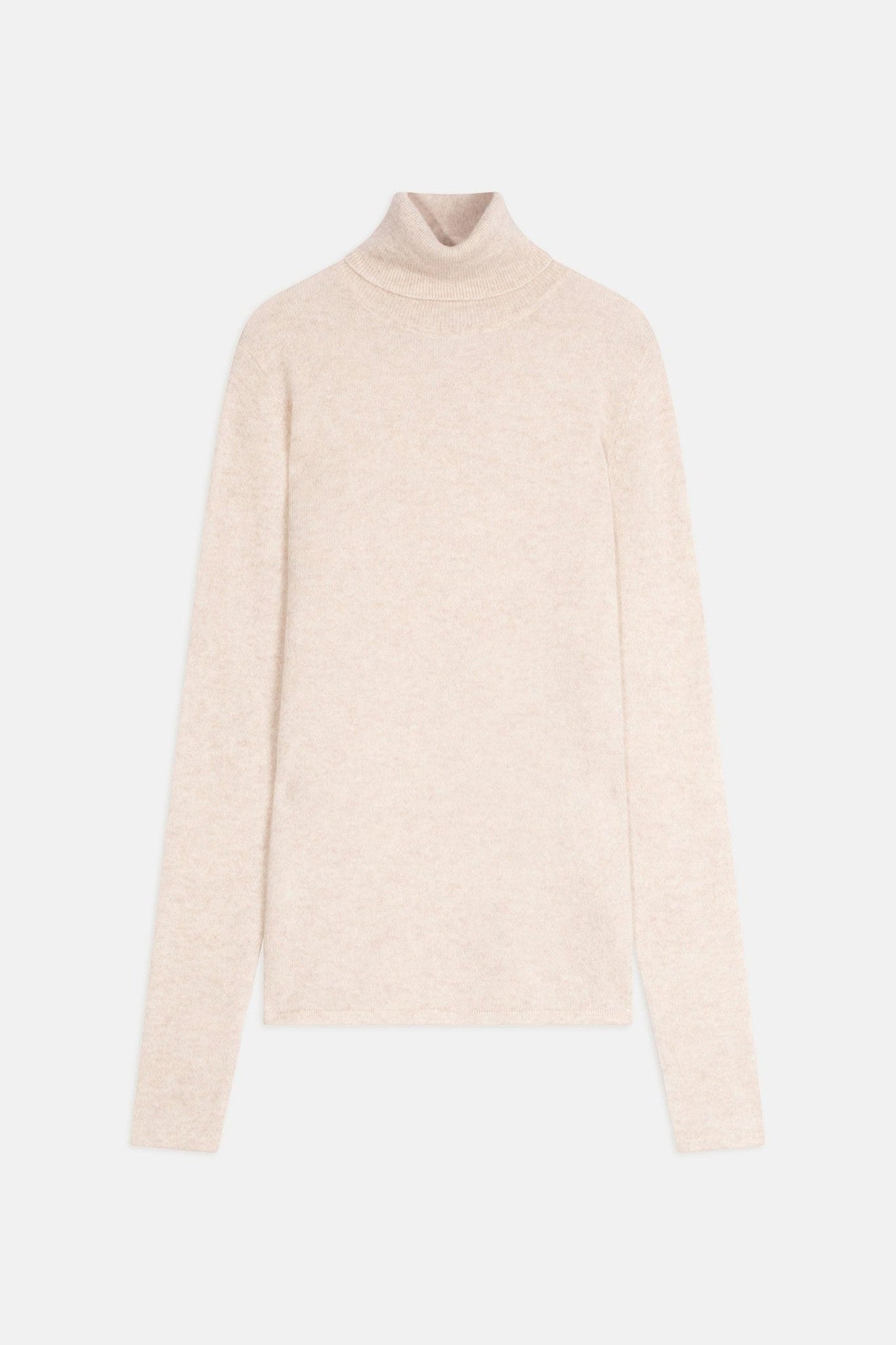 bise pull col roulé beige chiné 100% cachemire