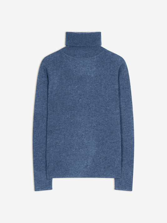 BISE Rollkragenpullover in Denimblau aus 100% Kaschmir