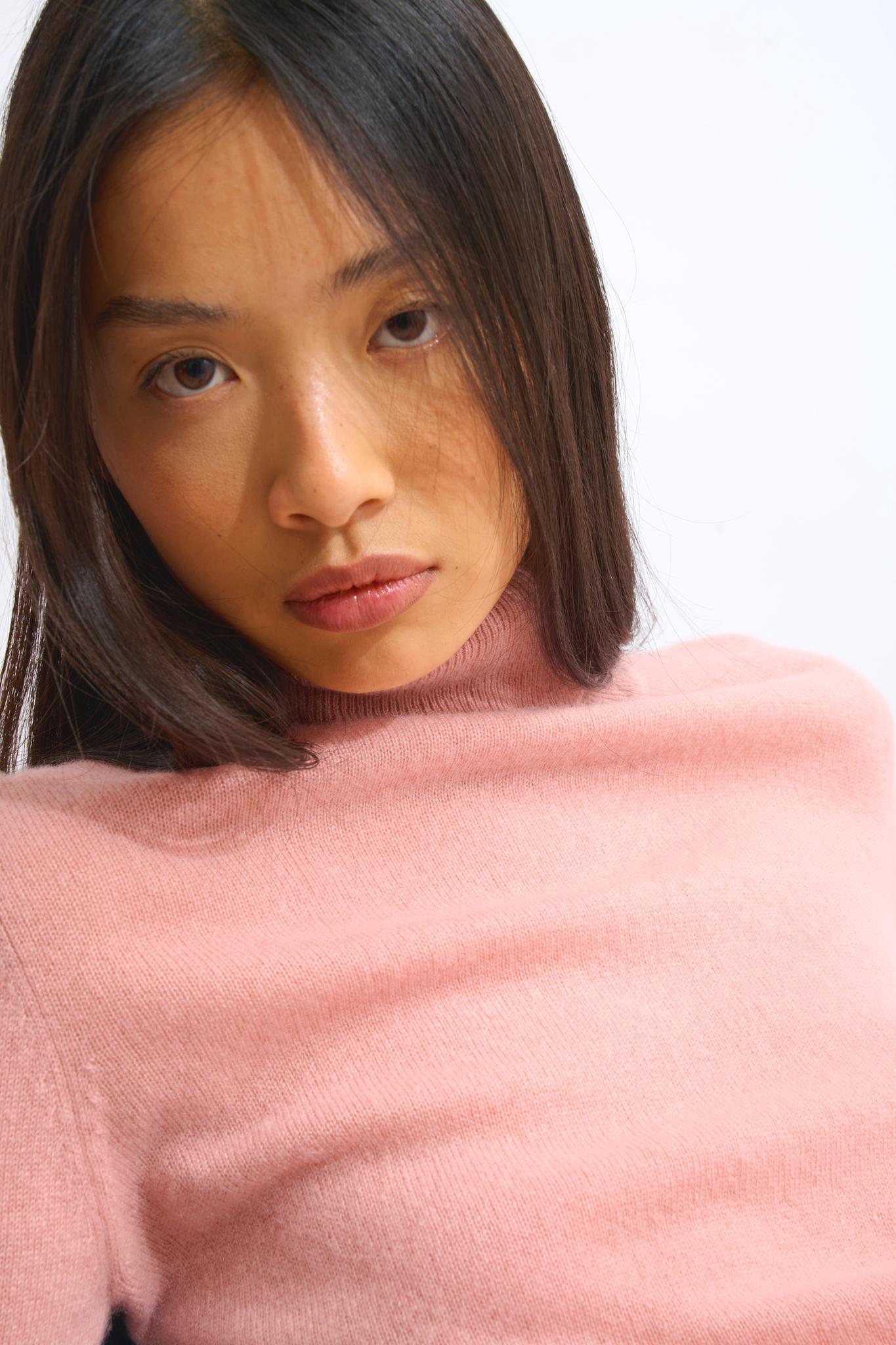 BISE pull col roulé bois de rose 100% cachemire