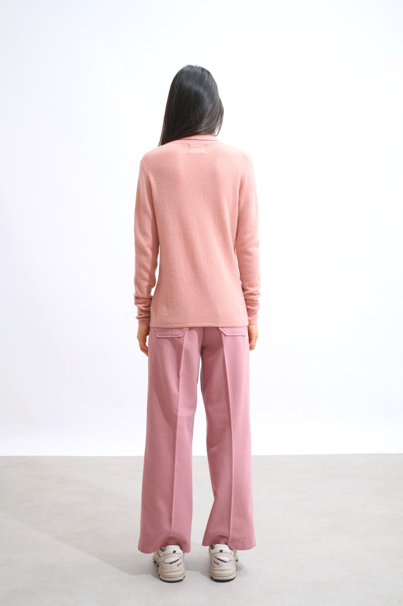 BISE pull col roulé bois de rose 100% cachemire