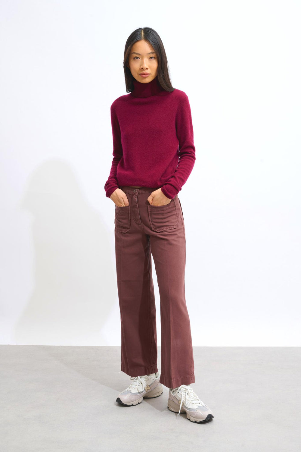 BISE burgundy turtleneck sweater 100% cashmere