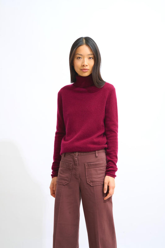 BISE burgundy turtleneck sweater 100% cashmere