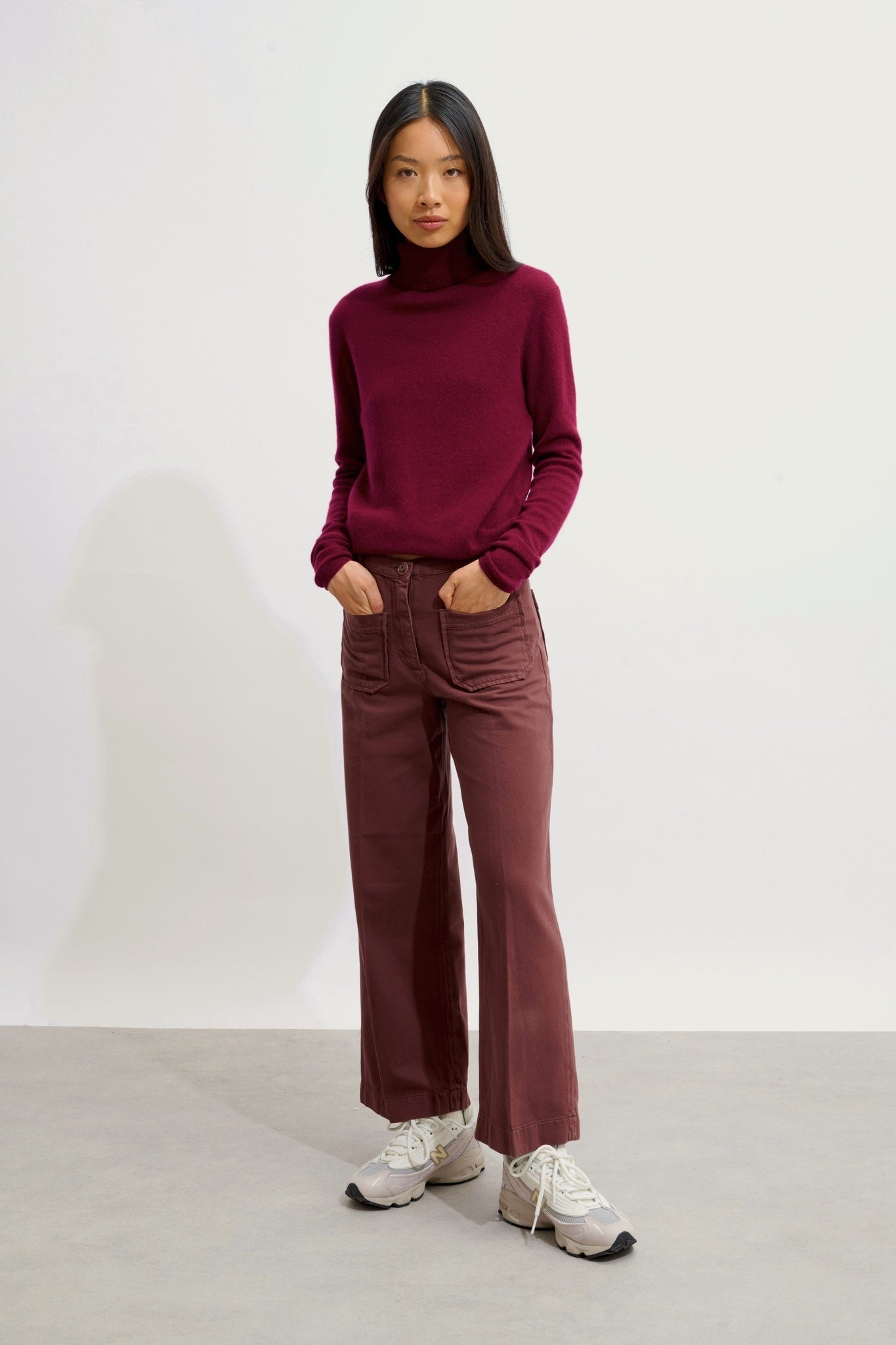 BISE burgundy turtleneck sweater 100% cashmere