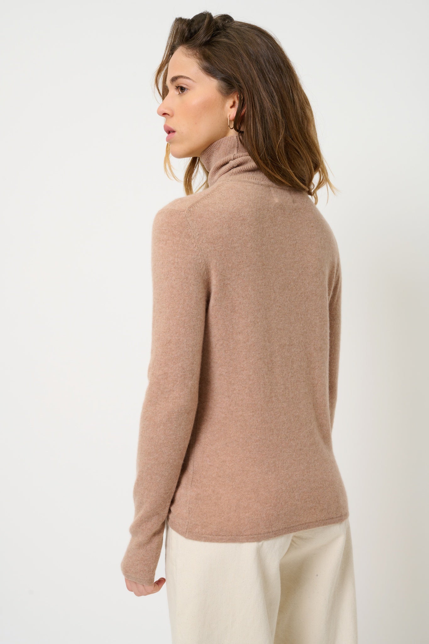 BISE Kamelmelierter Rollkragenpullover 100% Kaschmir