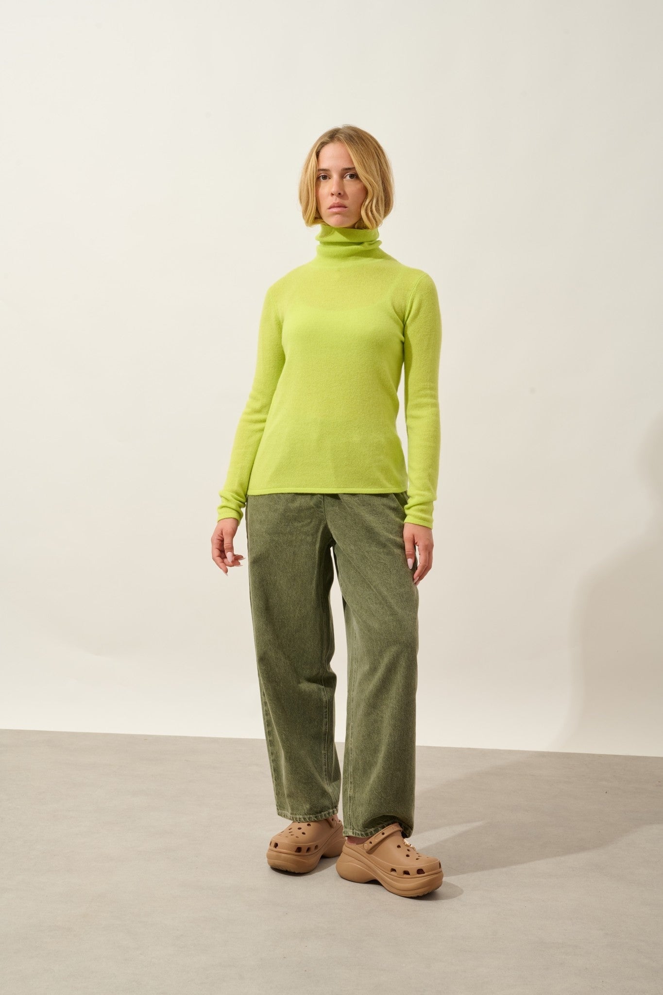 bise pull col roulé citrus 100% cachemire