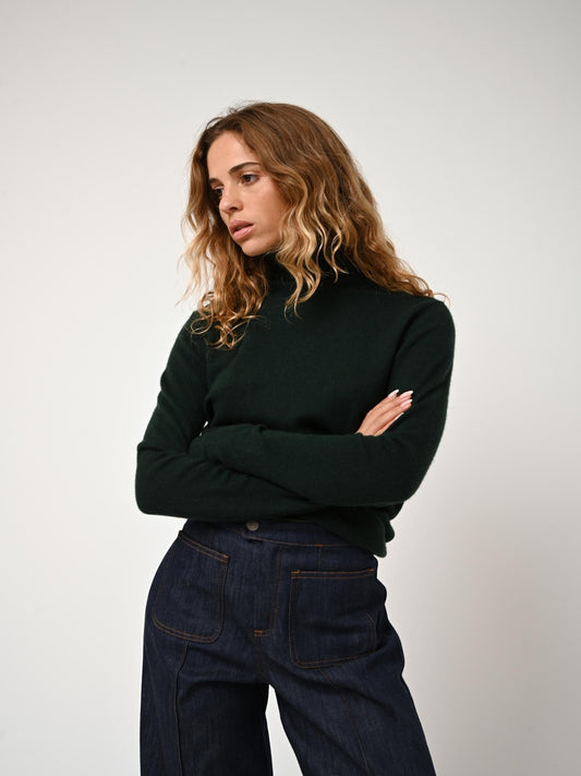 BISE pull col roulé cyprès 100% cachemire