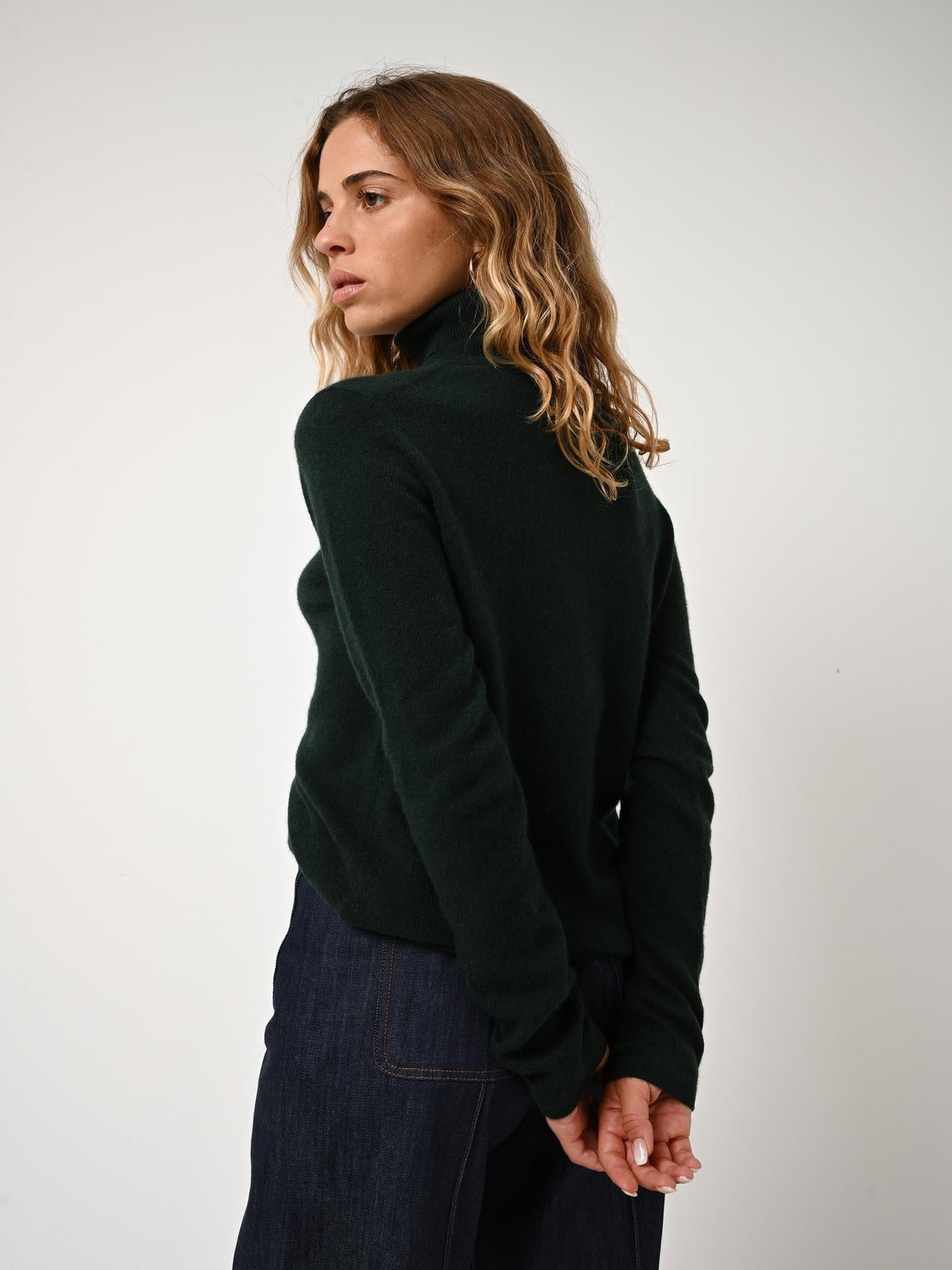 BISE pull col roulé cyprès 100% cachemire