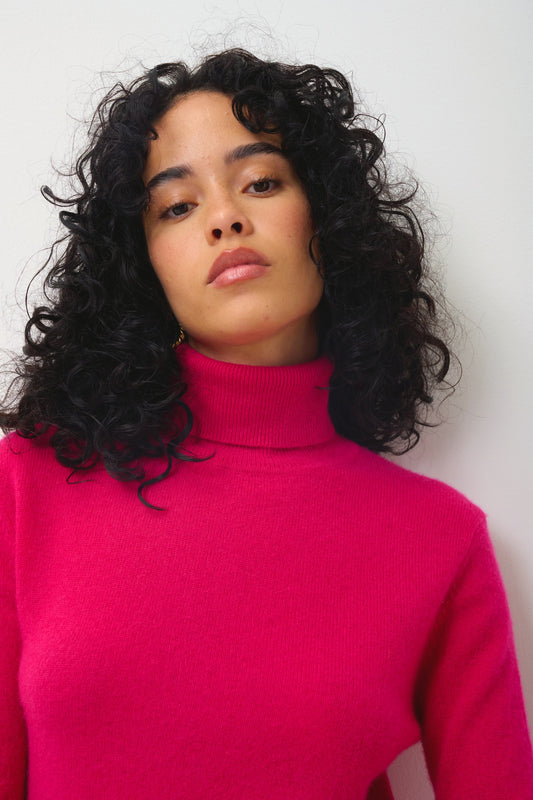 BISE Fuchsia Rollkragenpullover 100% Kaschmir