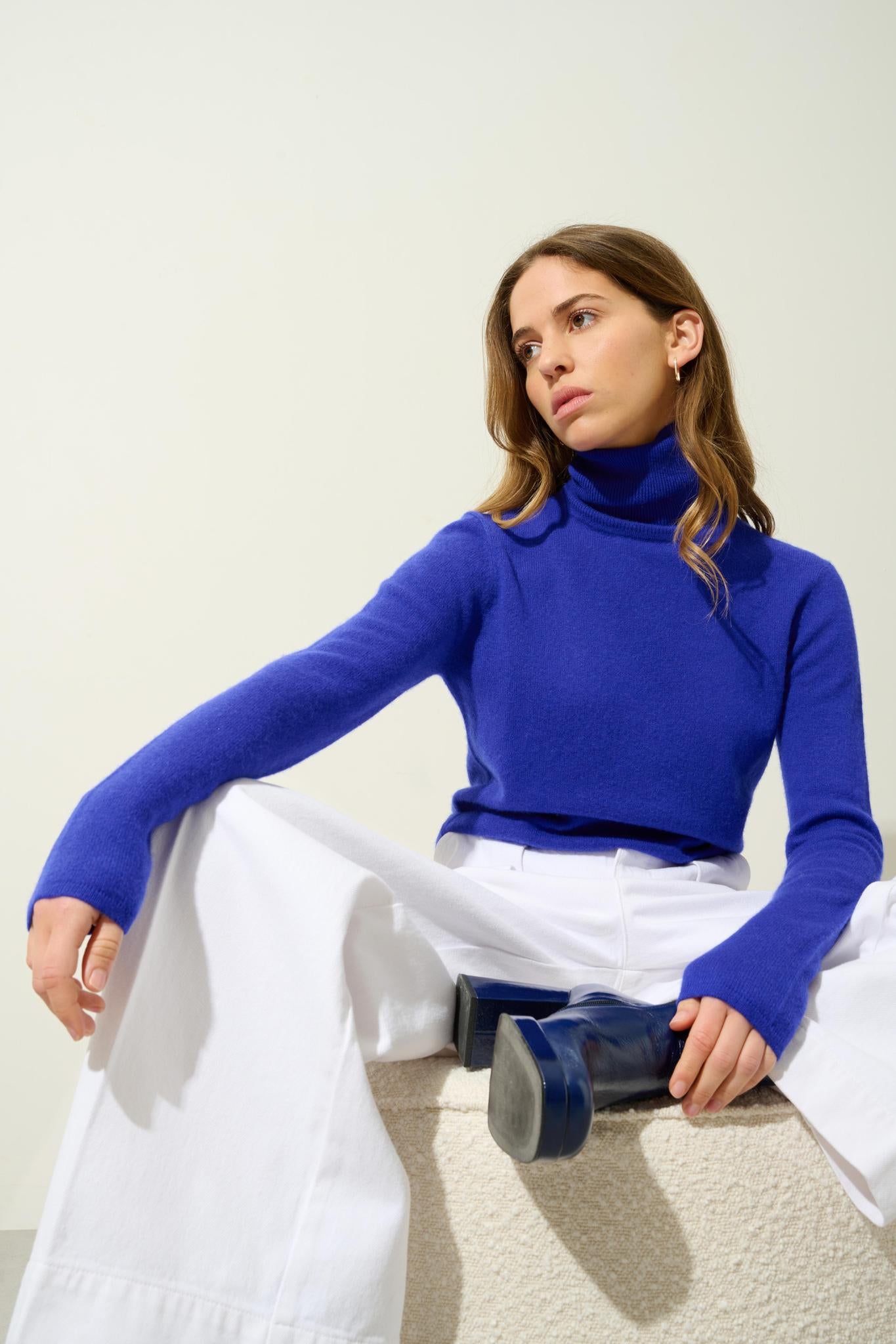 BISE Rollkragenpullover Indigo 100% Kaschmir