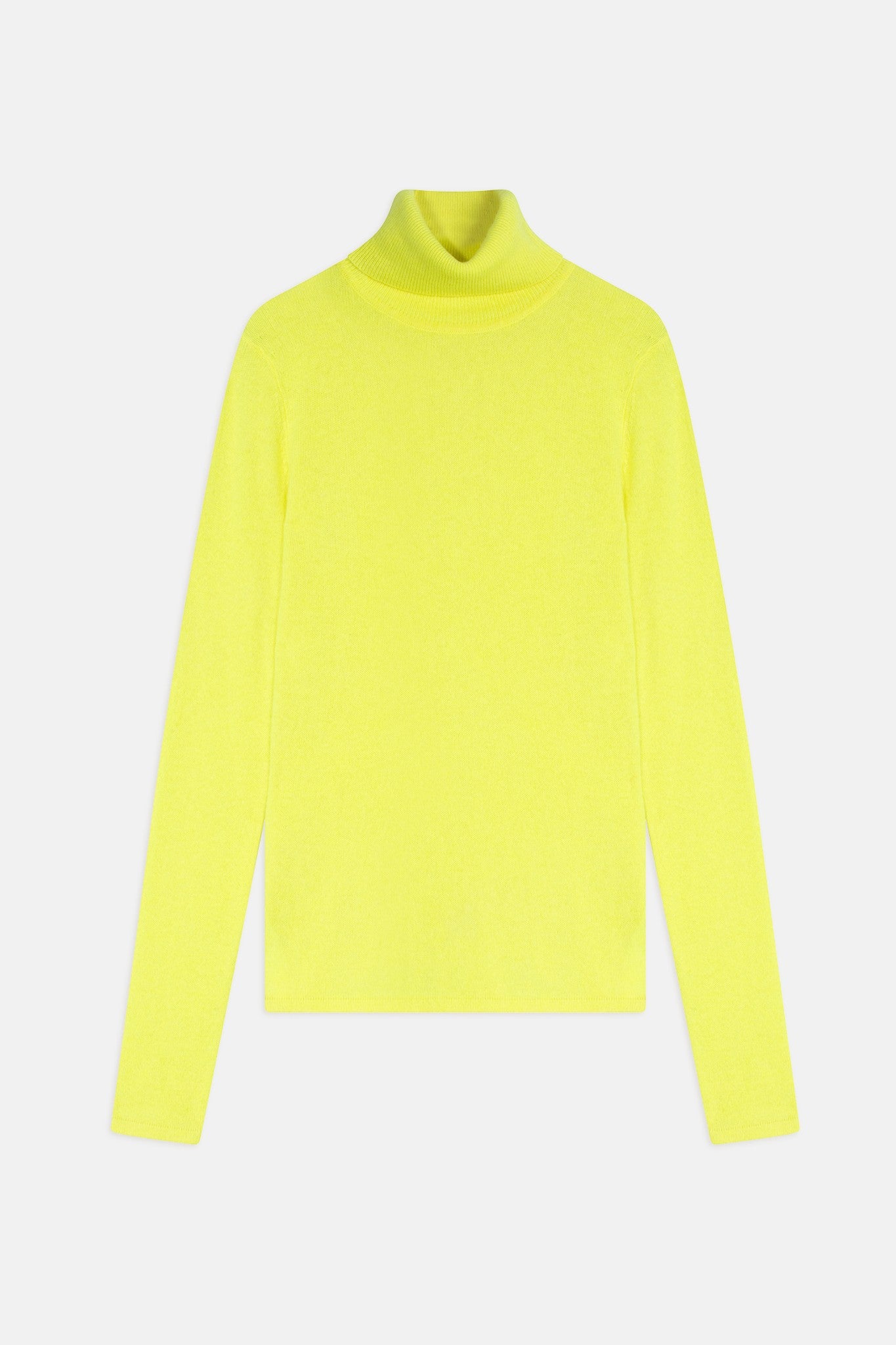 bise pull col roulé jaune fluo 100% cachemire