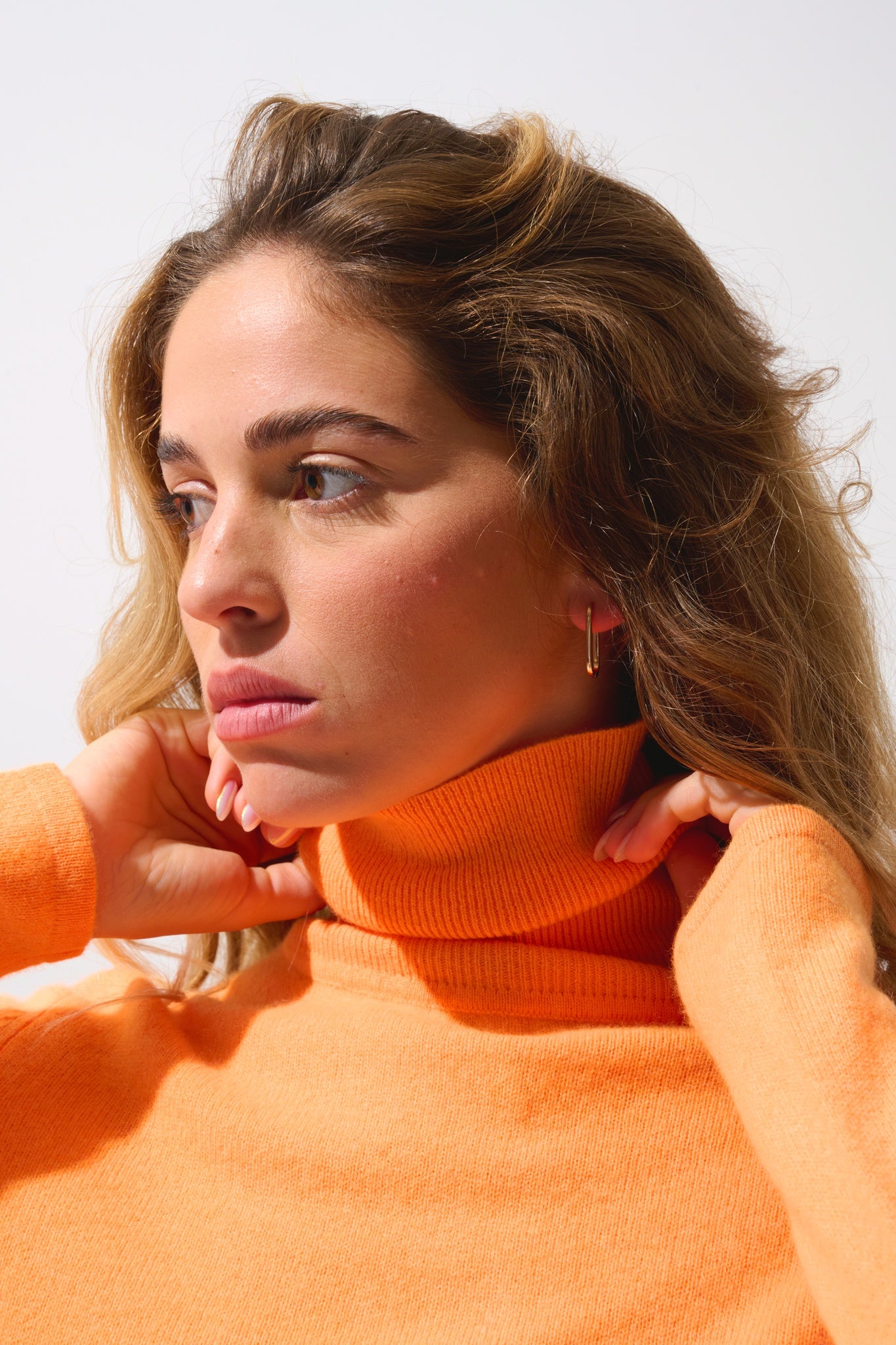 BISE Rollkragenpullover mandarine fluo 100% Kaschmir