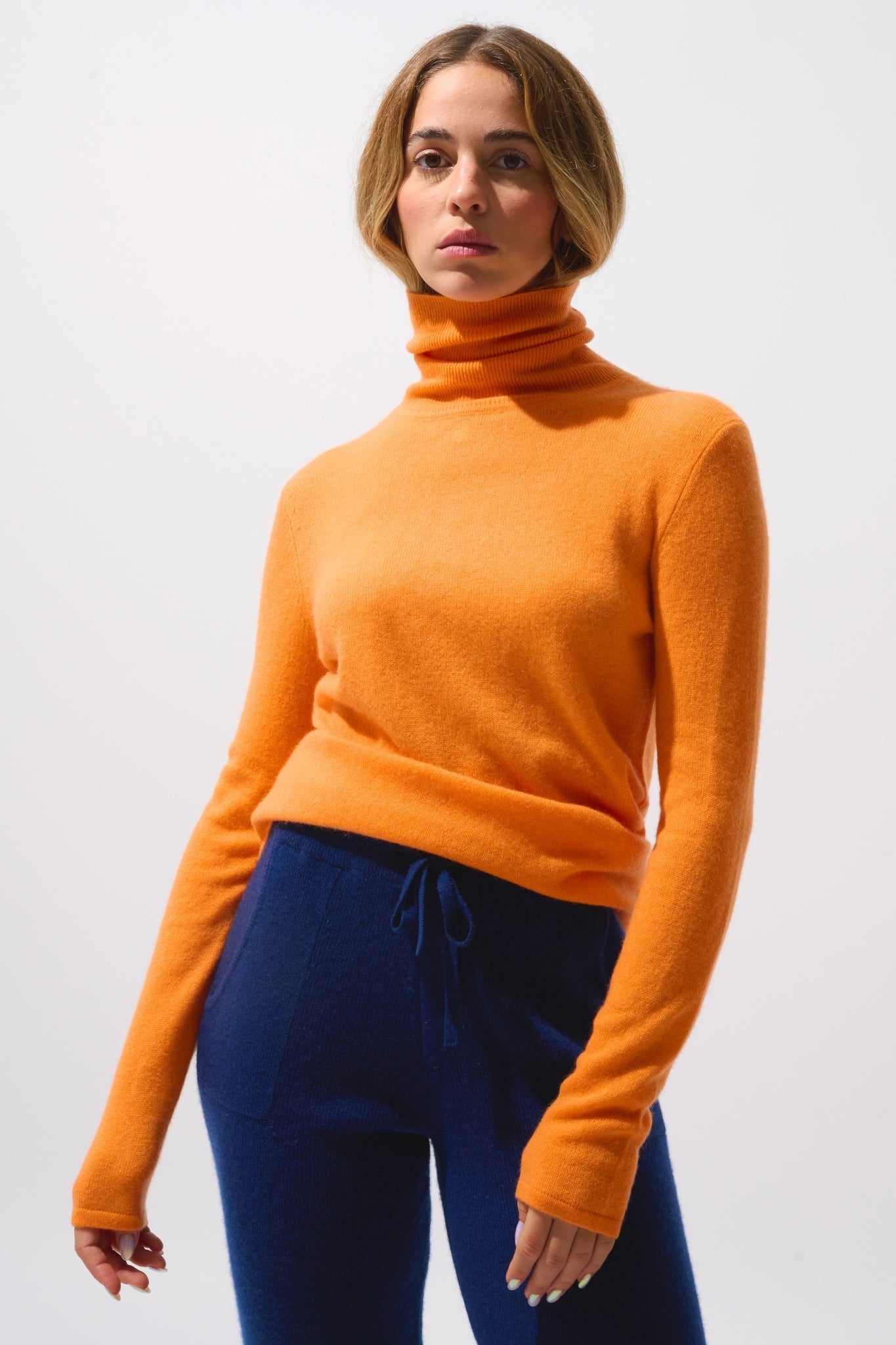 BISE melon turtleneck sweater 100% cashmere