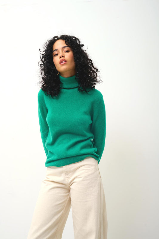 BISE pull col roulé menthe 100% cachemire