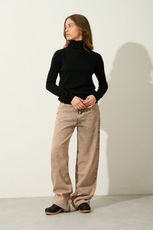 BISE pull col roulé noir 100% cachemire