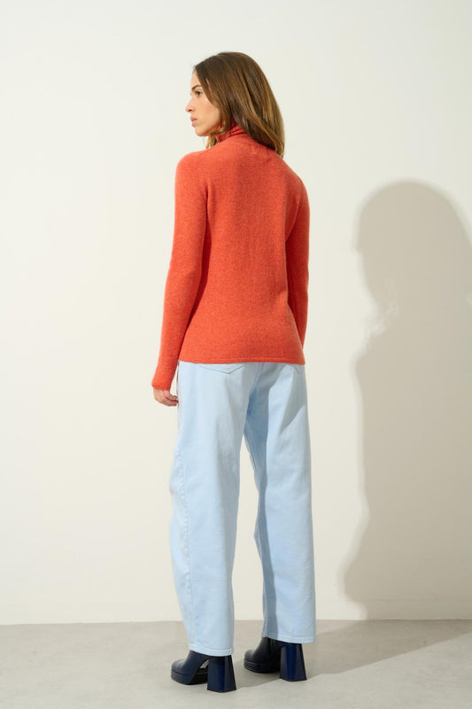 BISE orange turtleneck sweater 100% cashmere