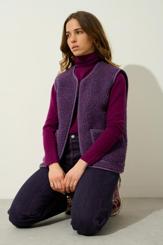 BISE pull col roulé prune 100% cachemire