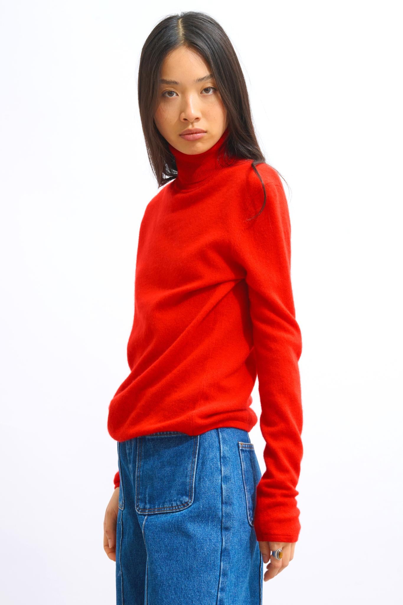 BISE Rollkragenpullover rot 100% Kaschmir