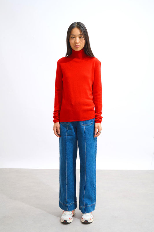 BISE red turtleneck sweater 100% cashmere