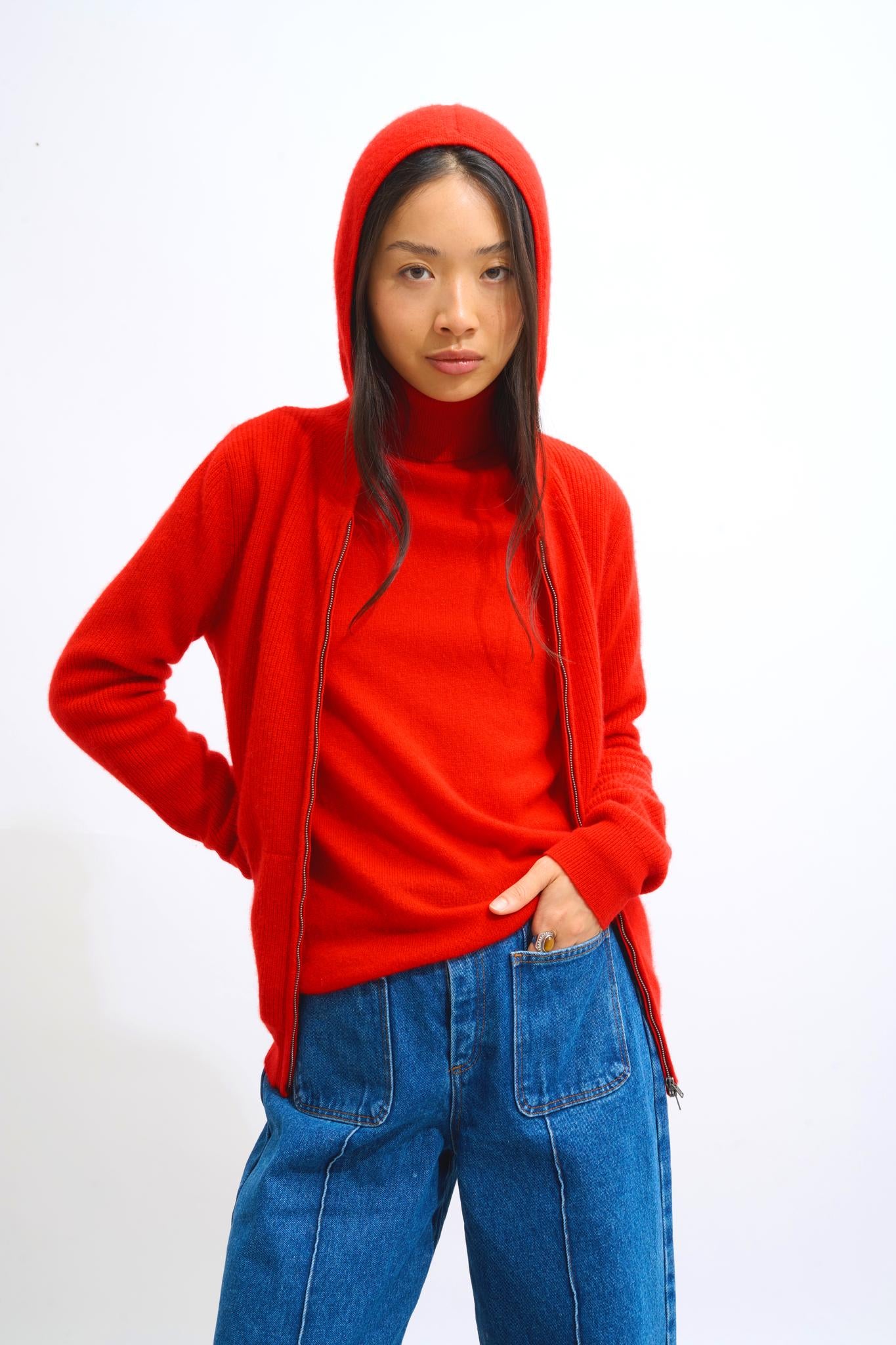 BISE Rollkragenpullover rot 100% Kaschmir