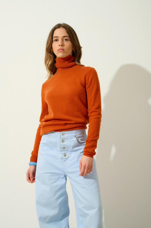 BISE saffron turtleneck sweater 100% cashmere