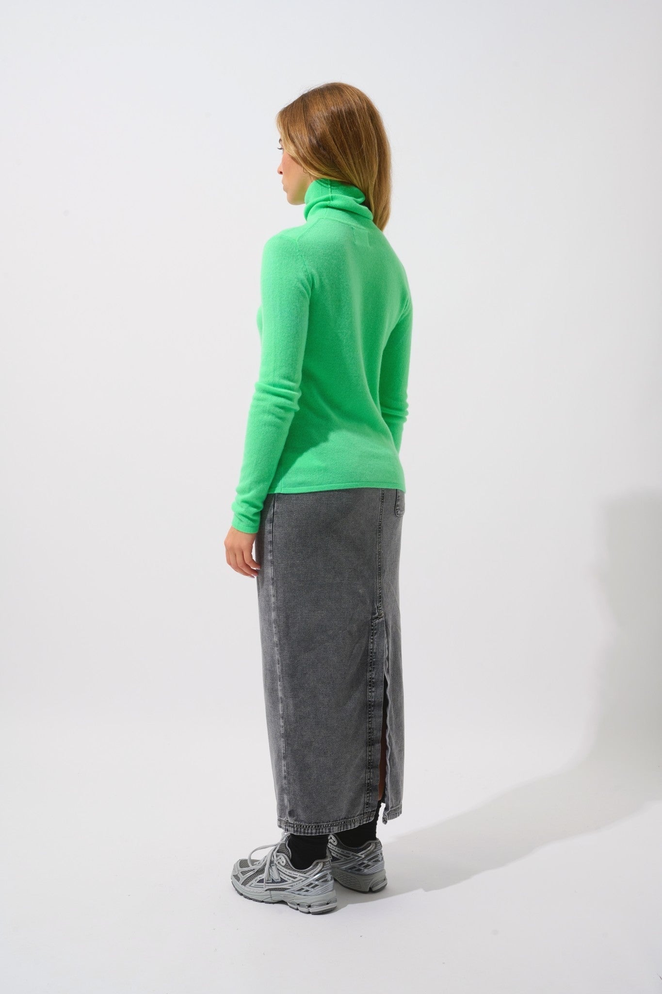 bise pull col roulé vert cactus 100% cachemire