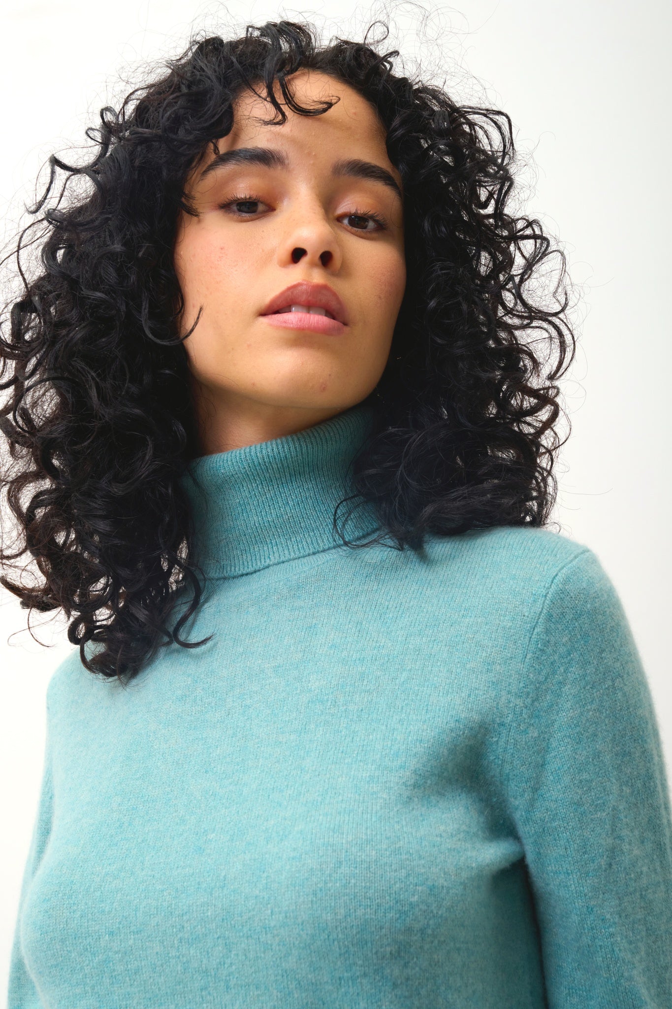 BISE melierter grüner Rollkragenpullover 100% Kaschmir