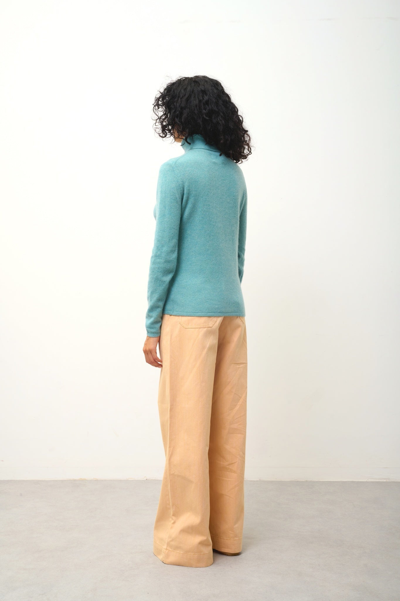 BISE melierter grüner Rollkragenpullover 100% Kaschmir