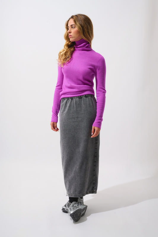 BISE pull col roulé violet 100% cachemire