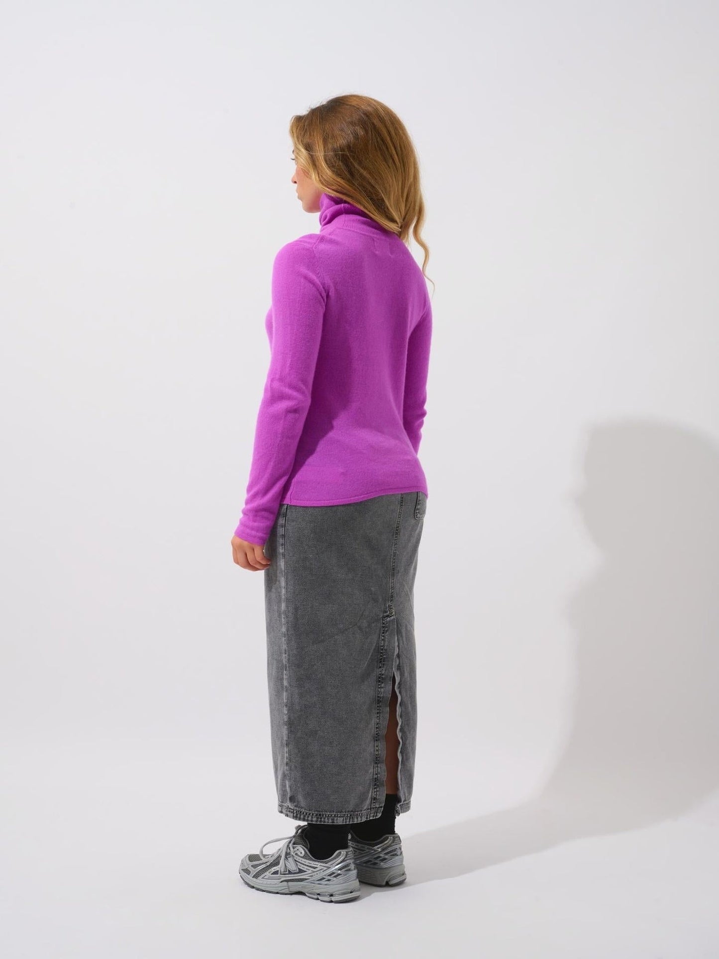 BISE Rollkragenpullover neonviolett 100% Kaschmir