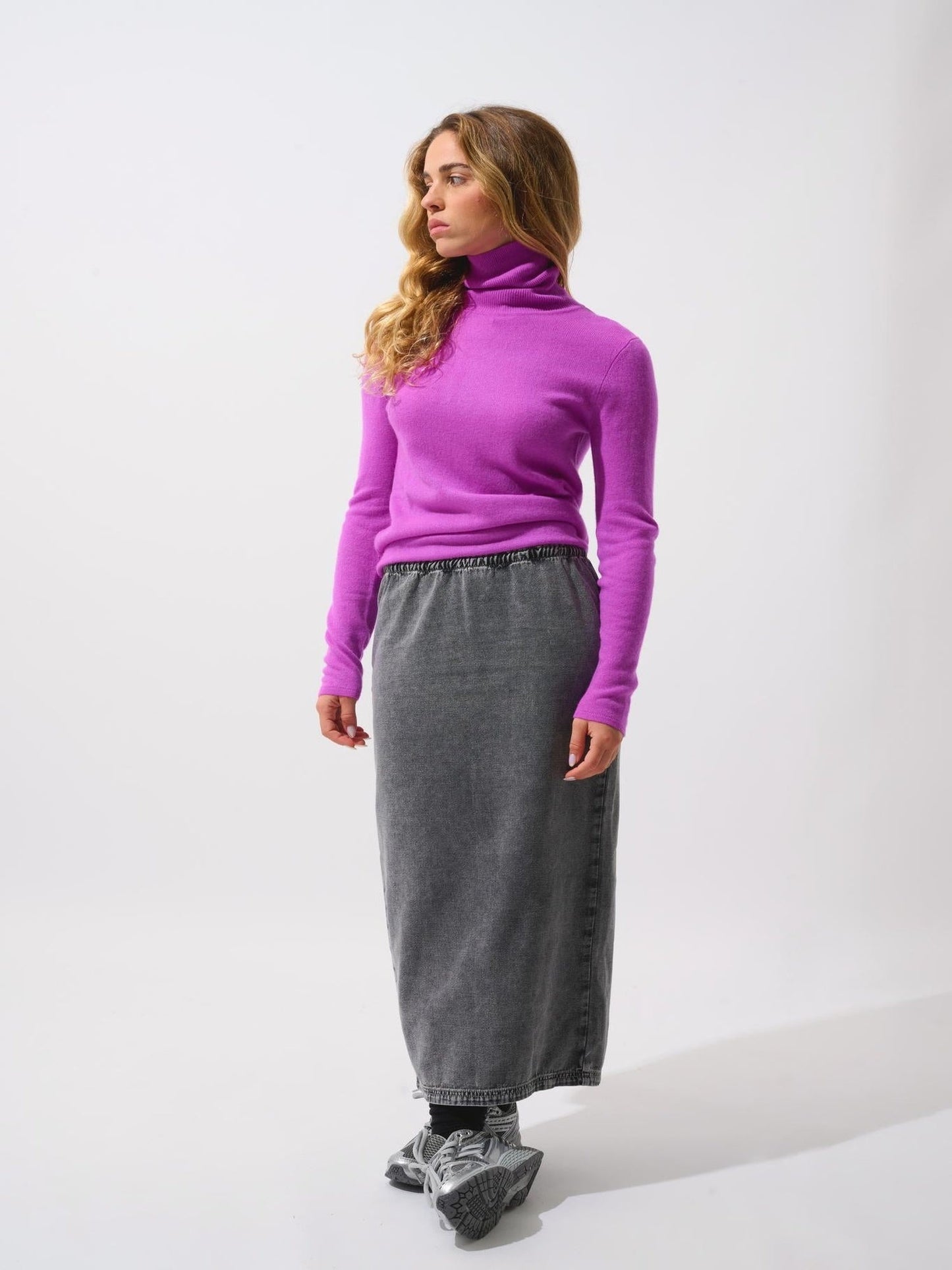 BISE Rollkragenpullover neonviolett 100% Kaschmir