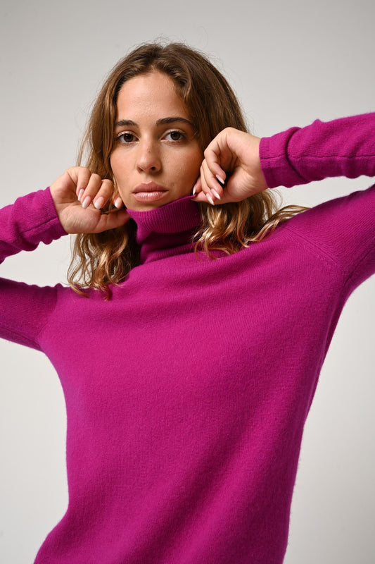 BISE pull col roulé violine 100% cachemire