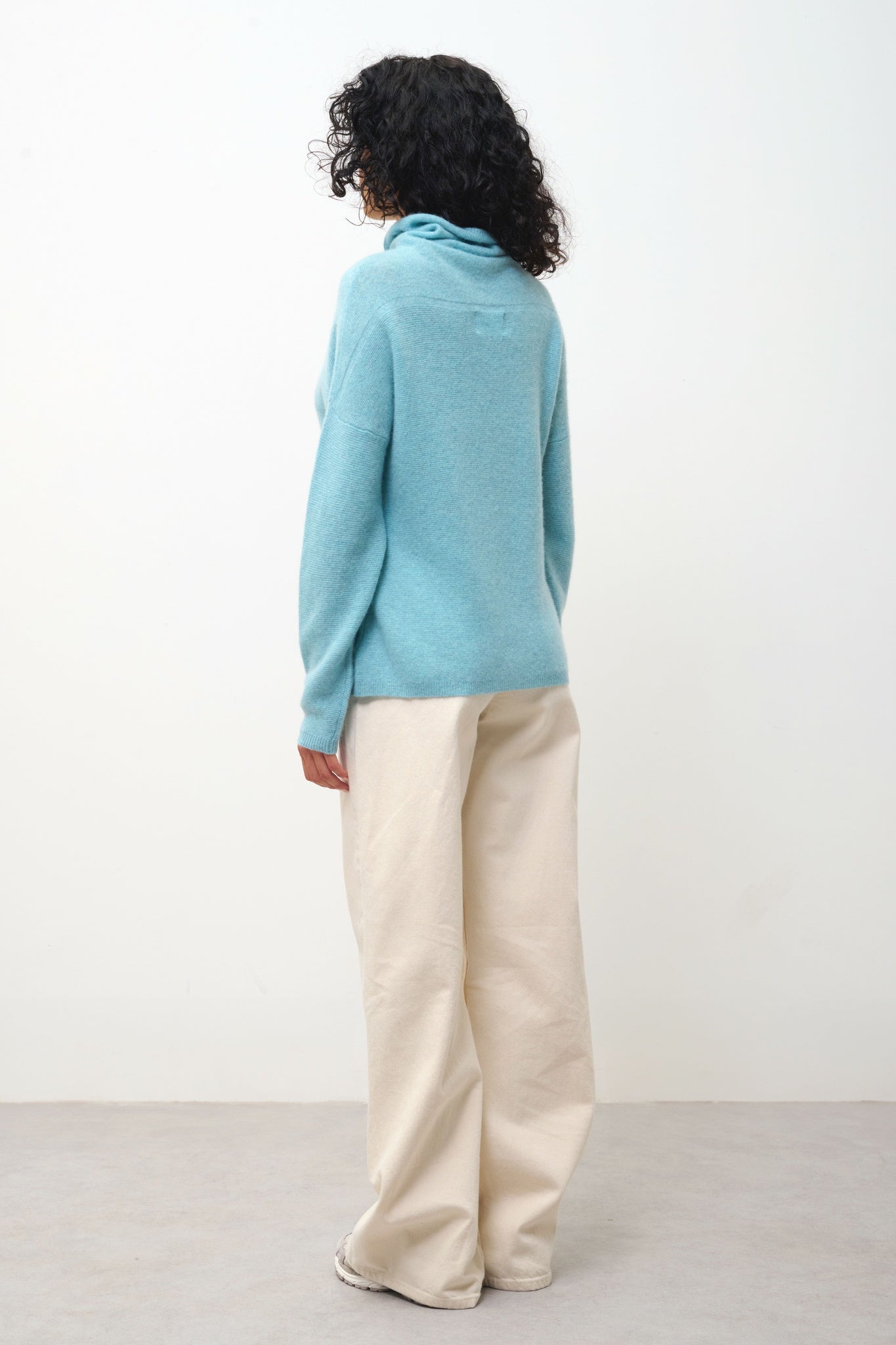 BLANTYRE Rollkragenpullover aqua meliert 100% Kaschmir