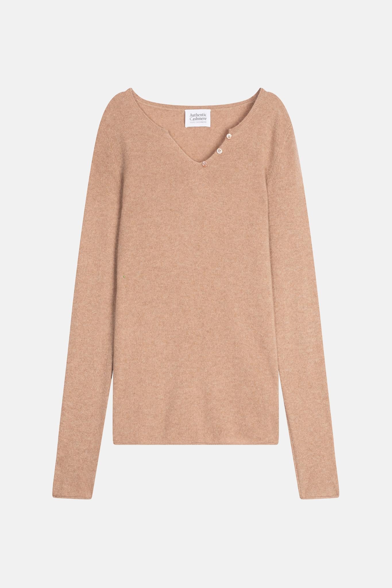 BODMIN pull col tunisien camel chiné 100% cachemire