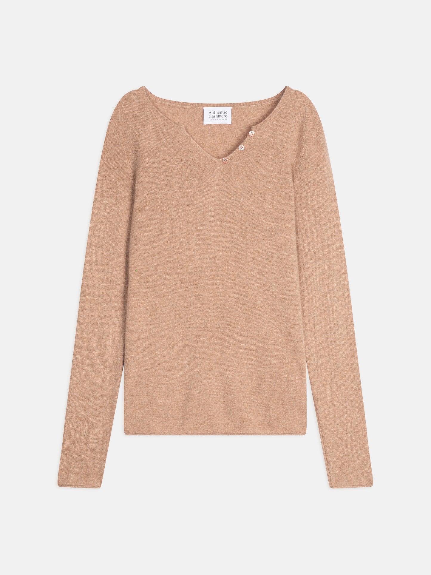 BODMIN Pullover mit Tunika-Kragen camel meliert 100% Kaschmir