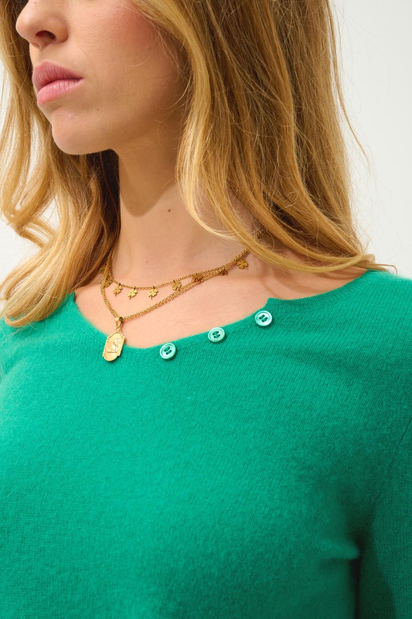 BODMIN mint turtleneck sweater 100% cashmere