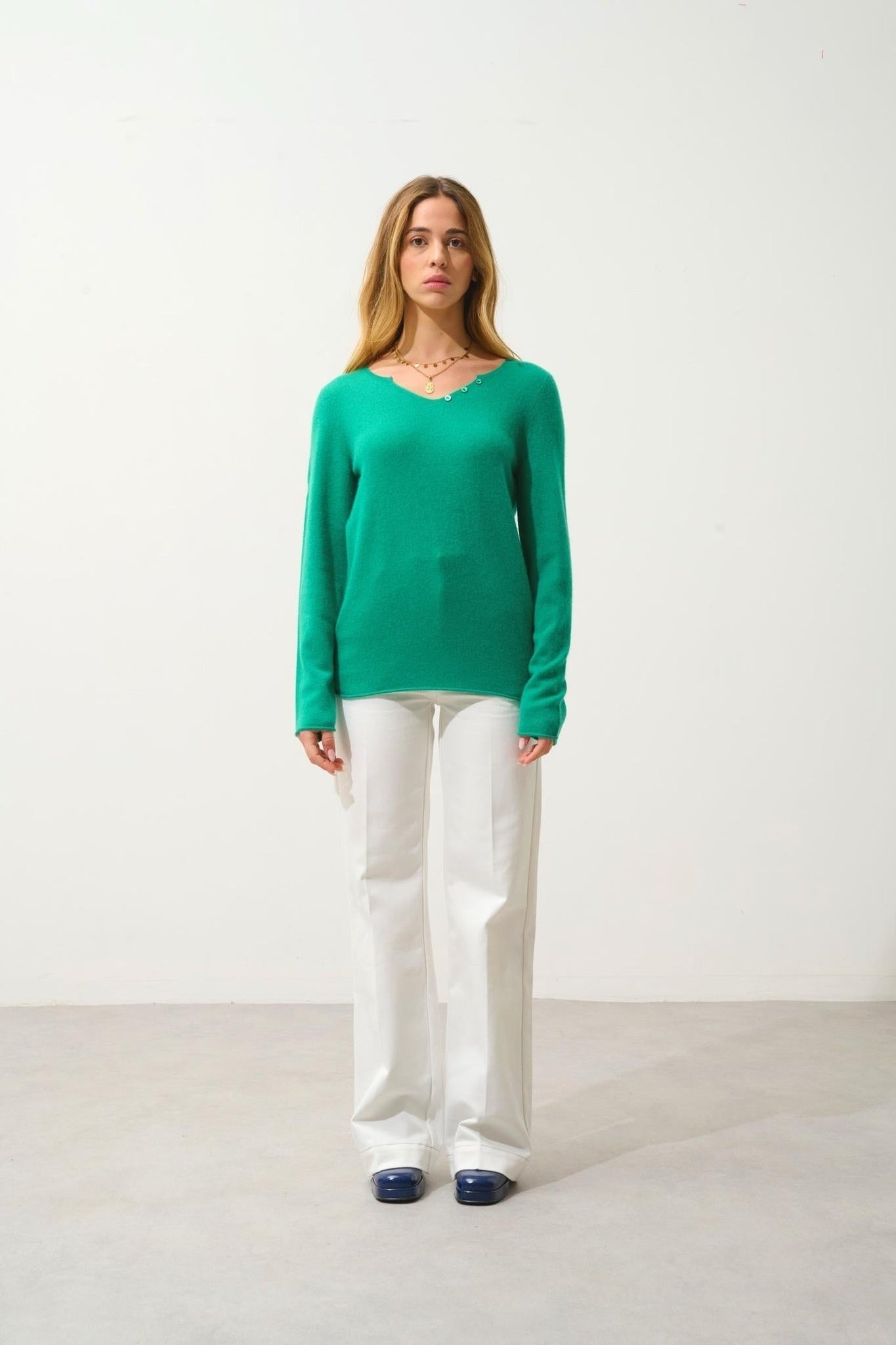 BODMIN mint turtleneck sweater 100% cashmere