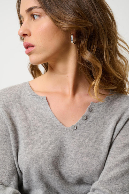 BODMIN pull col tunisien nuage chiné 100% cachemire