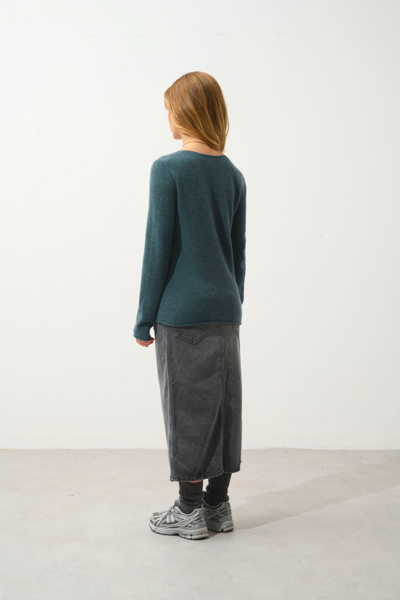 BODMIN pull col tunisien vert canard chiné 100% cachemire