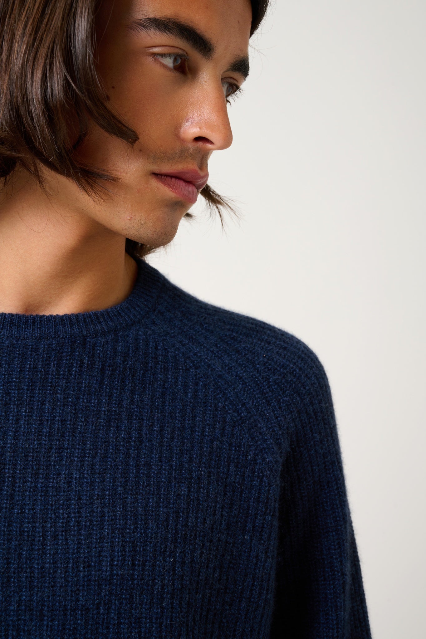 CABANES 4-fädiger Rundhalspullover, Mitternachtsblau meliert, 100 % Kaschmir
