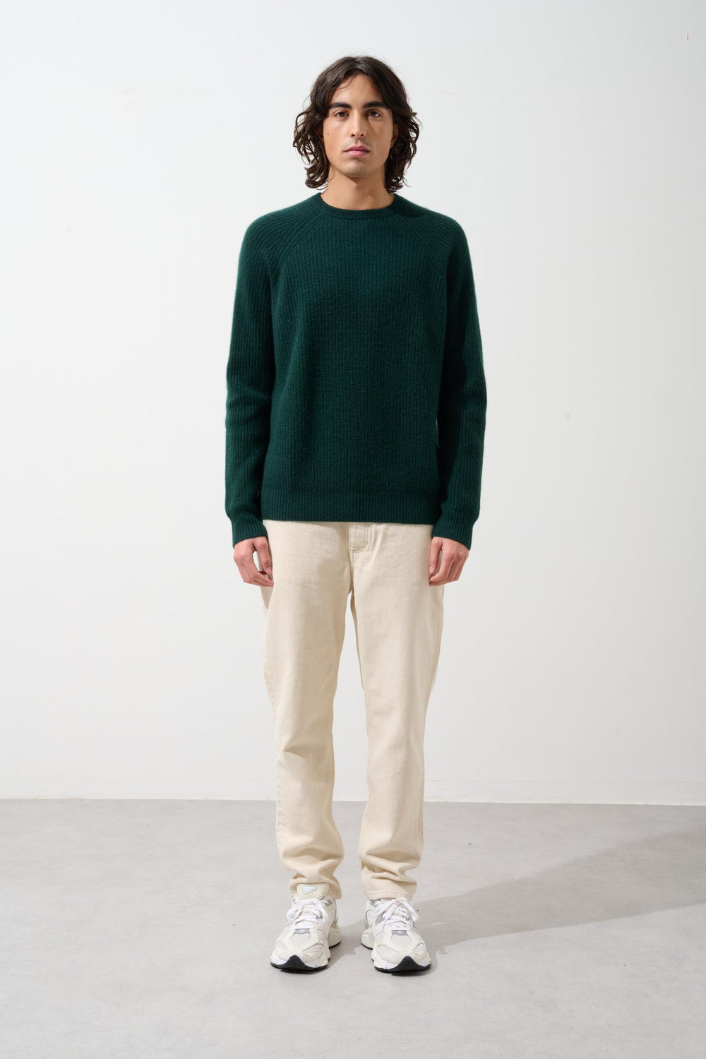 CABANES pull col rond 4 fils cyprès 100% cachemire