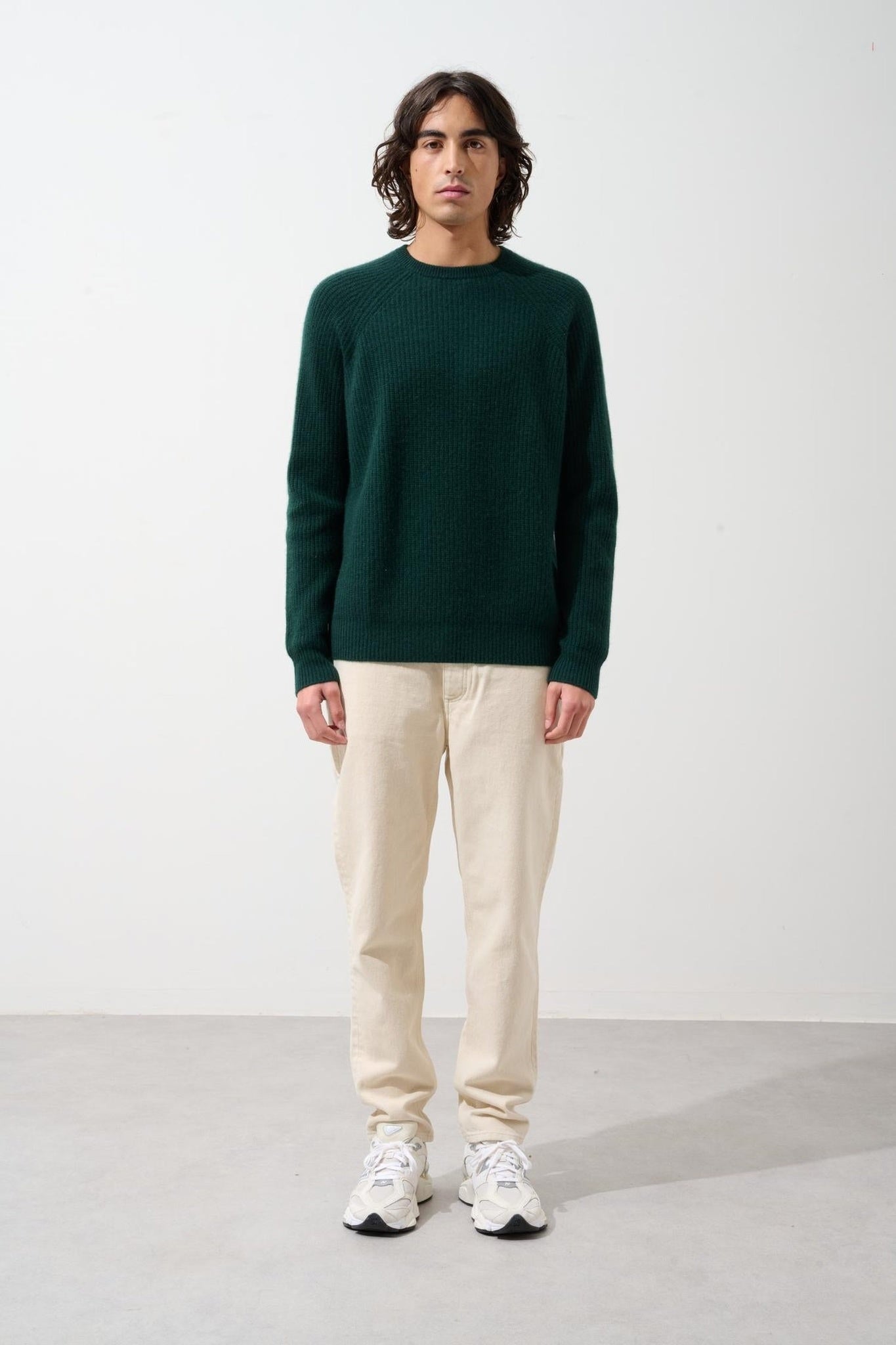 CABANES Pullover mit Rundhalsausschnitt 4 Fäden Zypresse 100% Kaschmir