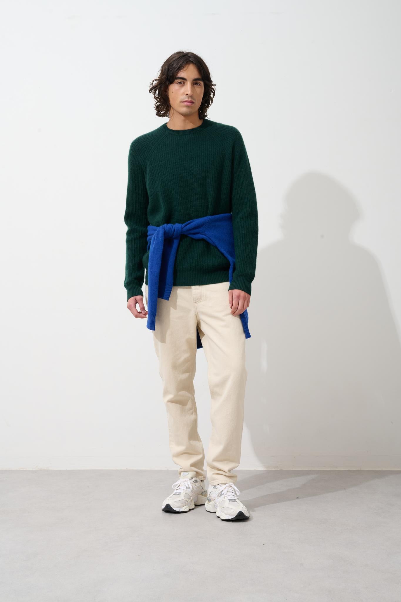 CABANES pull col rond 4 fils cyprès 100% cachemire