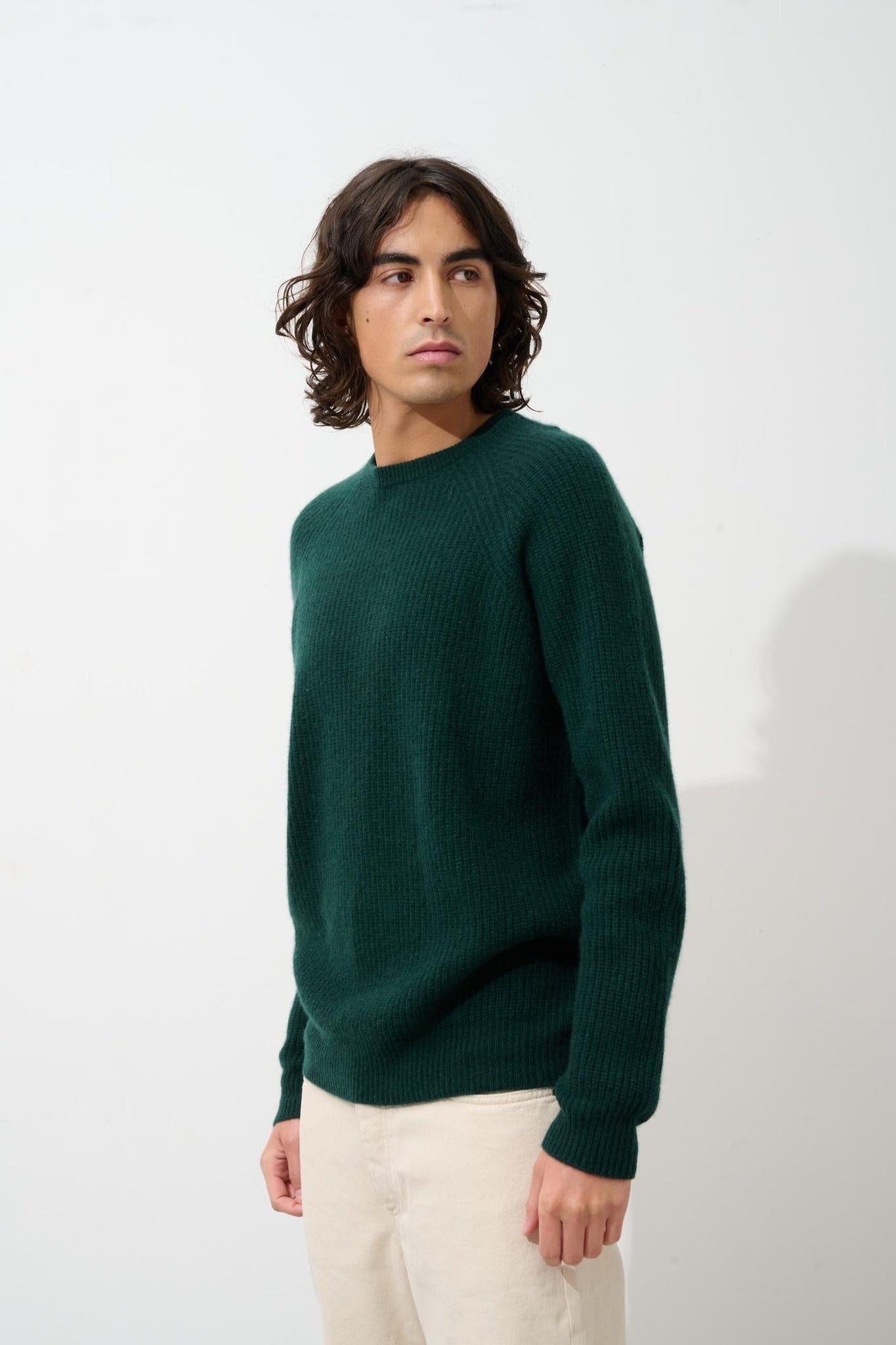 CABANES Pullover mit Rundhalsausschnitt 4 Fäden Zypresse 100% Kaschmir