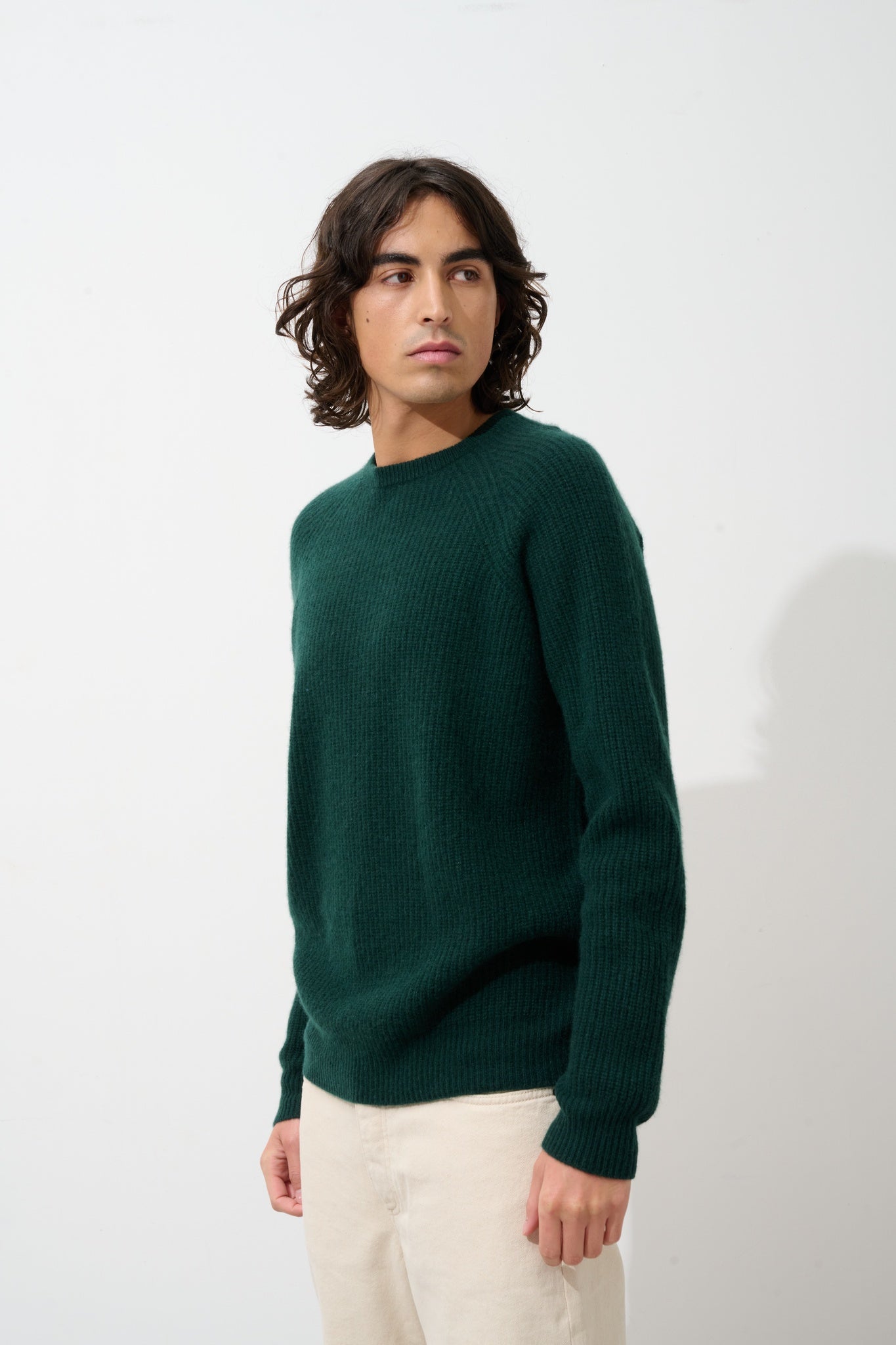 CABANES Pullover mit Rundhalsausschnitt 4 Fäden Zypresse 100% Kaschmir