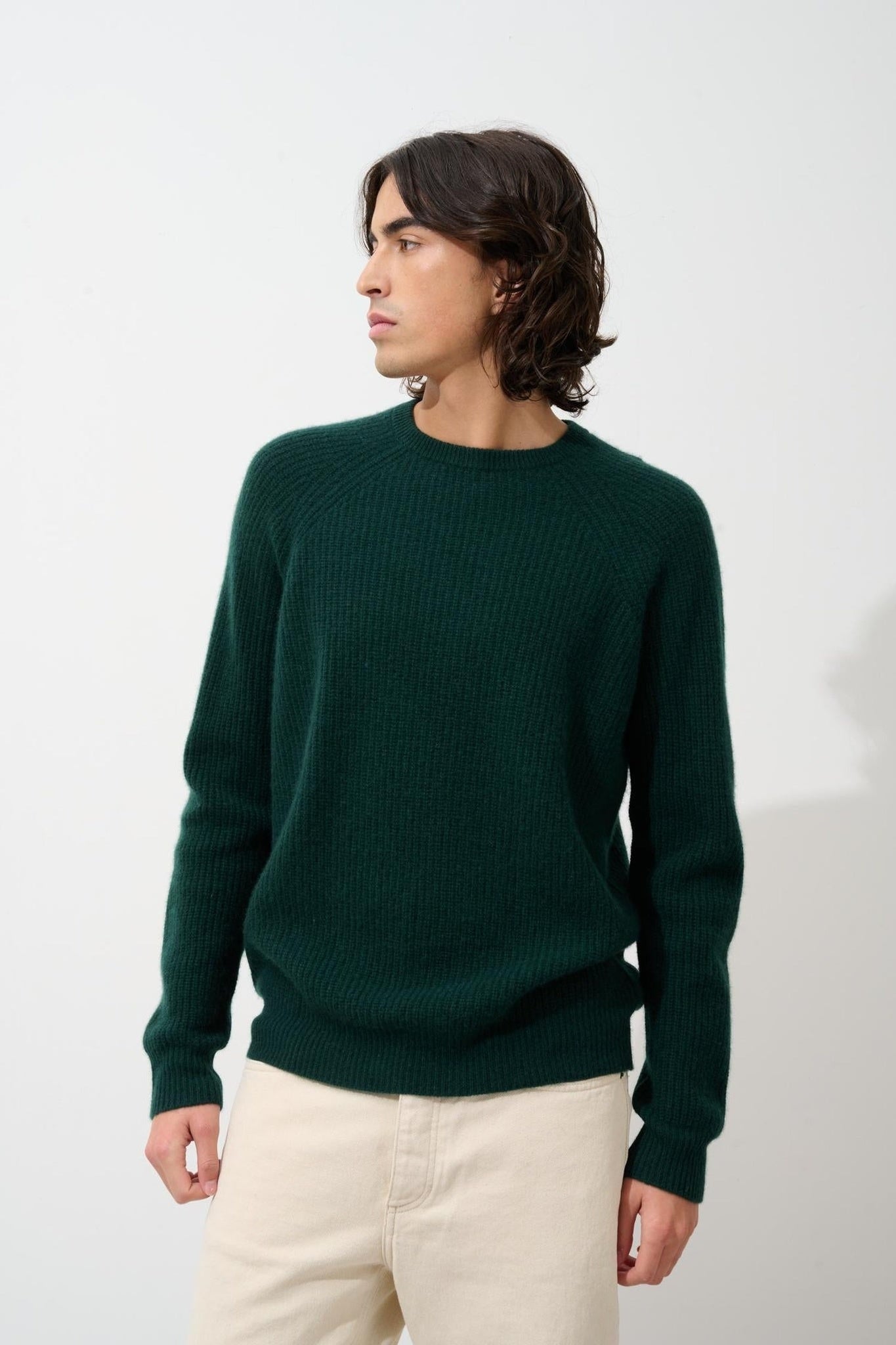 CABANES Pullover mit Rundhalsausschnitt 4 Fäden Zypresse 100% Kaschmir